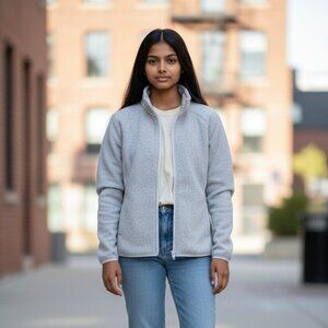 Emily B Full Zip Sherpa Lined Grey Jacket Women's Size Large